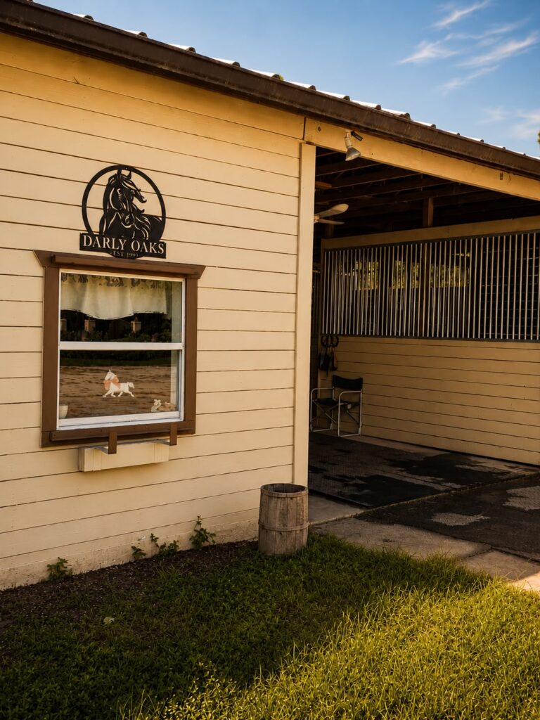 Horse boarding entrance at Darley Oaks Equestrian in Palm City, FL.