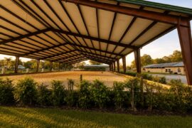 Covered horse riding arena at Darly Oaks Equestrian, serving Stuart, FL.