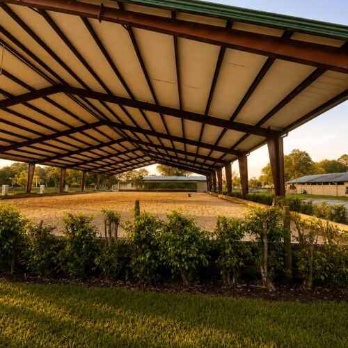Covered horse riding arena at Darly Oaks Equestrian, serving Stuart, FL.